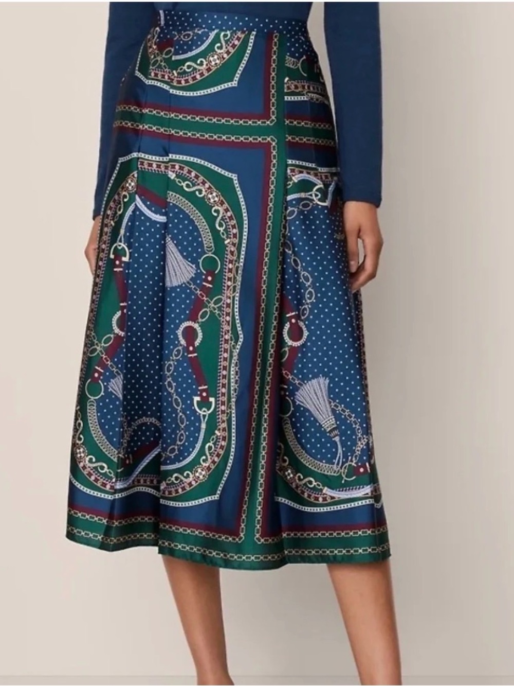 Ann Taylor Chain Link Satin Wrap Midi Skirt | Size 18